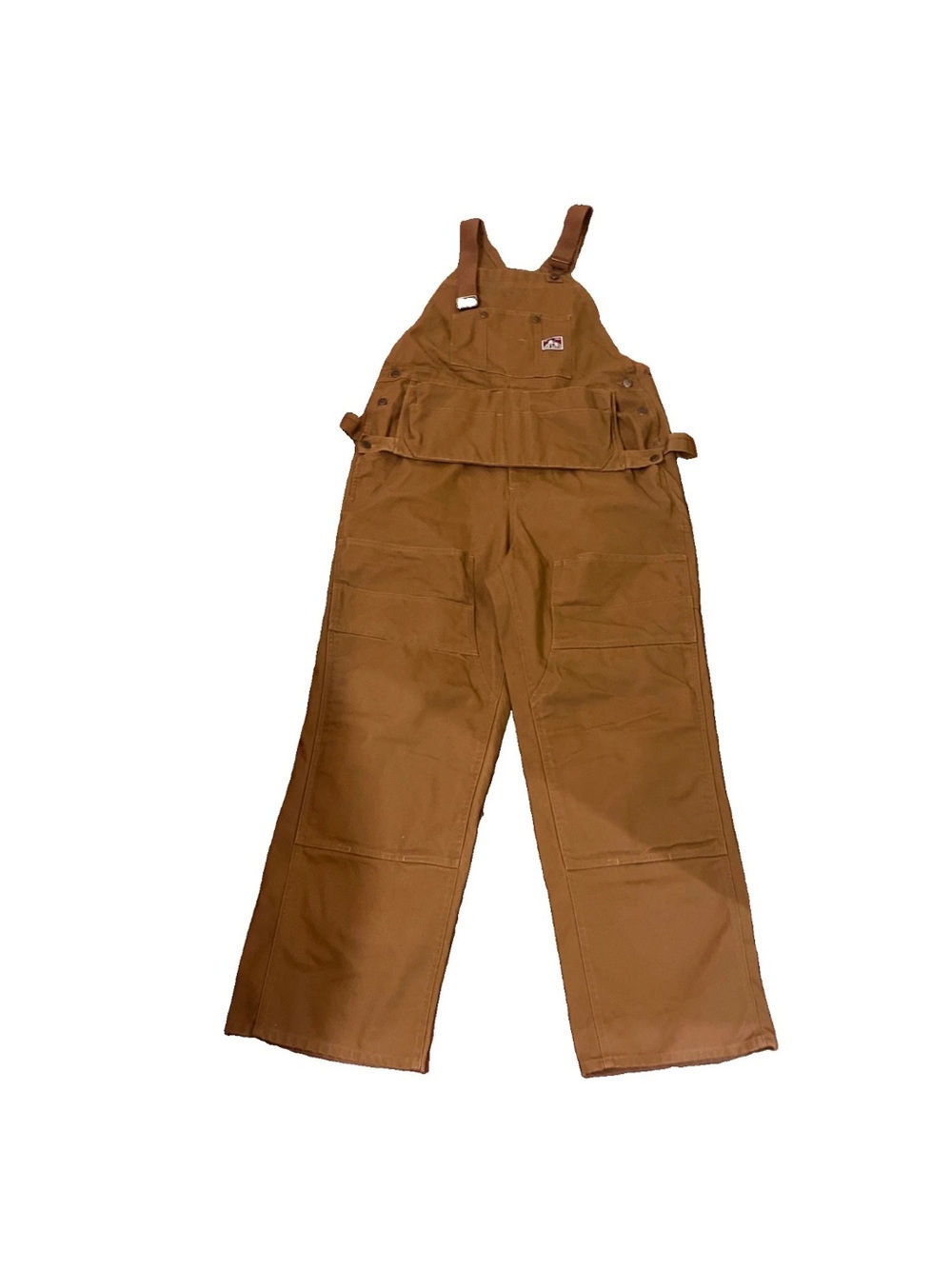 VTG Ben Davis Bib Overalls Men’s 40 Tan Canvas Double Knee Carpenter Worker